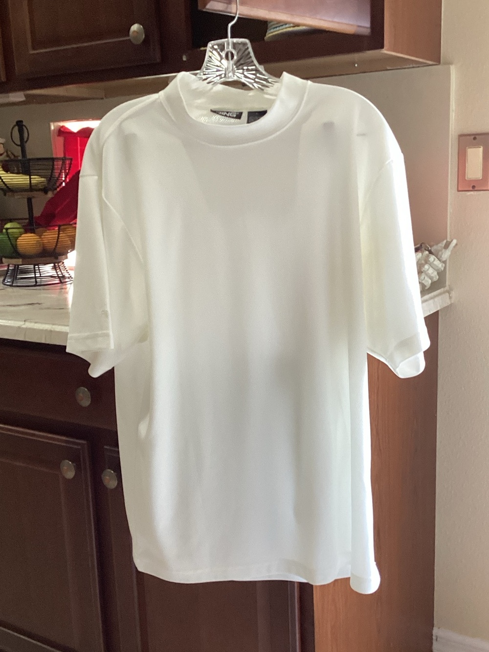 Ping White Men's Short-Sleeve Crew Neck Polo-Style Shirt